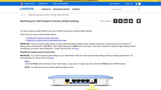 Linksys Official Support - Resetting your Valet Hotspot to factory ...