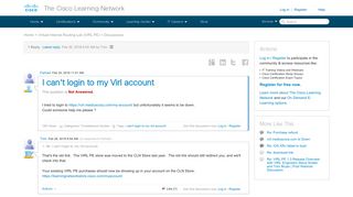 I can't login to my Virl account - 124778 - The Cisco Learning Network