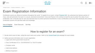 Exam Registration Information - Cisco