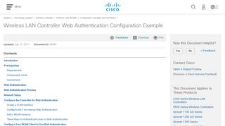 Wireless LAN Controller Web Authentication Configuration ... - Cisco