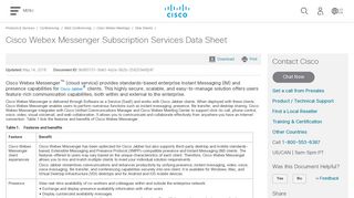 Cisco WebEx Messenger Subscription Services Data Sheet - Cisco