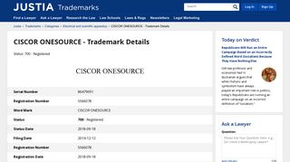 CISCOR ONESOURCE Trademark of CISCOR ACQUISITIONS, LLC ...
