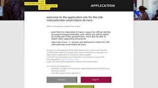 Application - Cite Universitaire - Cité internationale universitaire de Paris