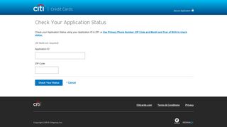 Check Your Application Status - Credit Cards