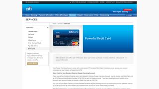 Services - Debit Card | Citibank India
