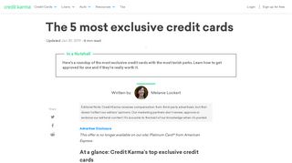 The 5 most exclusive credit cards | Credit Karma