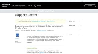 I can no longer sign on to Citibank Online banking with Firefox 58.0-1 ...