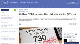 Citi Free FICO Scores Are Live - With Something Different