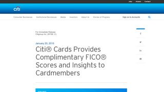 Citi® Cards Provides Complimentary FICO® Scores and Insights to ...