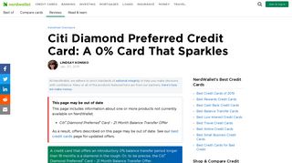 Citi Diamond Preferred Credit Card: A 0% Card That Sparkles ...
