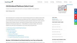 Citi Dividend Platinum Select Card: Cash Back Capped at $300 ...
