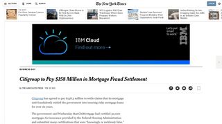 Citi to Pay $158 Million in Mortgage Settlement - The New York Times