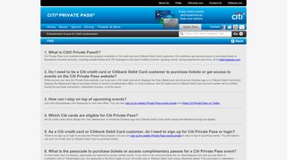 FAQs - Citi® Private Pass®