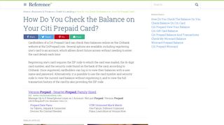 How Do You Check the Balance on Your Citi Prepaid Card ...