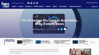 Citi Prestige No Longer Available, May Return Soon - The Points Guy