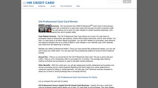 Citi Professional Cash Card Review - Ask Mr Credit Card