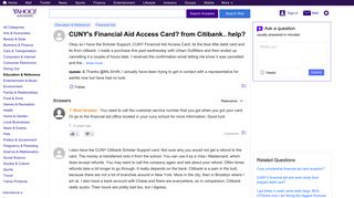 CUNY's Financial Aid Access Card? from Citibank.. help? | Yahoo ...