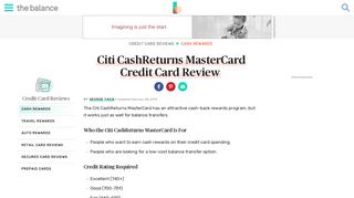Citi CashReturns MasterCard Credit Card Review - The Balance