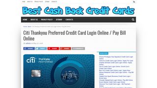 Citi Thankyou Preferred Credit Card Login Online / Pay Bill Online ...