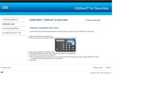 Login with a Safeword ® Card - CitiDirect® for Securities