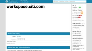 Citi Virtual Workspace - workspace.citi.com | IPAddress.com