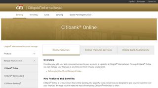 Citigold® International - Banking - Citibank Online - Citi.com