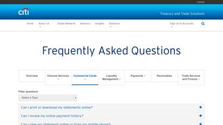 Frequently Asked Questions | Citi® Commercial Cards | Treasury and ...