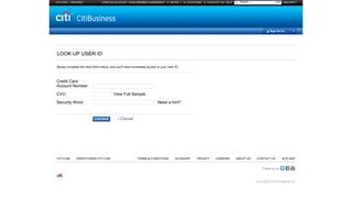 Citibank Lookup User ID - Credit Cards