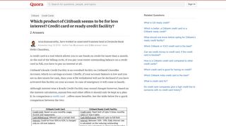 Which product of Citibank seems to be for less interest? Credit ...