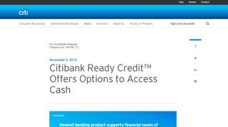 Citibank Ready Credit™ Offers Options to Access Cash - Citigroup