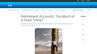 The Citi Blog - Retirement Accounts: Too Much of a Good Thing?
