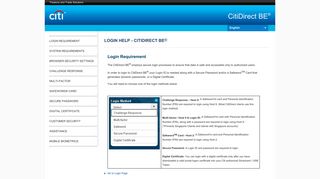 Login Help - CitiDirect BE ®