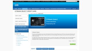 Citibank Select Credit Card - Select to be unique