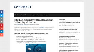 Citi Thankyou Preferred Credit Card Login Online | Pay Bill Online ...