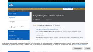 How To Register For Citi Online - Text Guide - Citi UK - Citibank UK