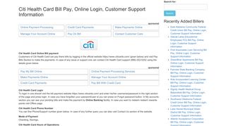 Citi Health Card Bill Pay, Online Login, Customer Support Information