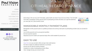 Citi Health Card Finance - Paul Vision Institute