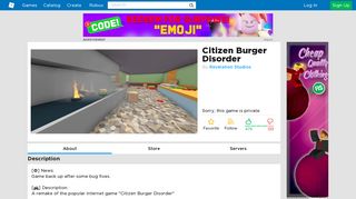 Citizen Burger Disorder - Roblox