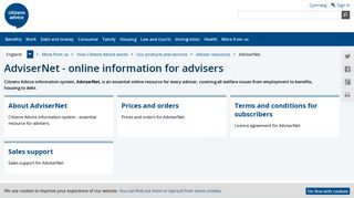 AdviserNet - online information for advisers - Citizens Advice
