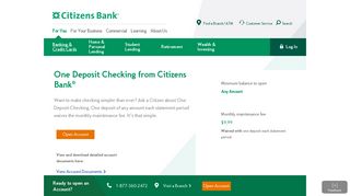 One Deposit Checking Account | Sign Up Today | Citizens Bank