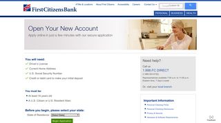 Open Your New Account | First Citizens Bank
