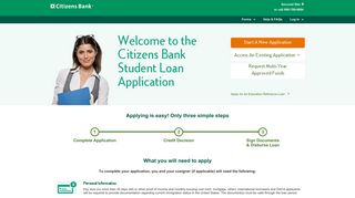 Citizens Bank: Apply for a Student Loan
