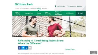 Refinancing vs. Consolidating Student Loans: What's ... - Citizens Bank