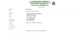 Contact Us - Citizens First Wholesale Mortgage Co.