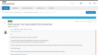 AAA server not reachable from external - NetScaler Application ...