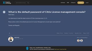 What is the default password of Citrix License management console?