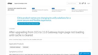 After upgrading from 10.5 to 11.0 Gateway login page not loading until ...