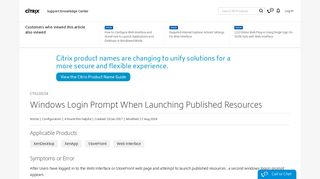 Windows Login Prompt When Launching ... - Support & Services - Citrix