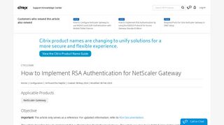 How to Implement RSA Authentication for ... - Support & Services - Citrix