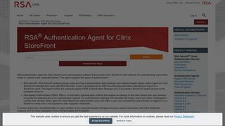 RSA Authentication Agent for Citrix StoreFront | RSA Link